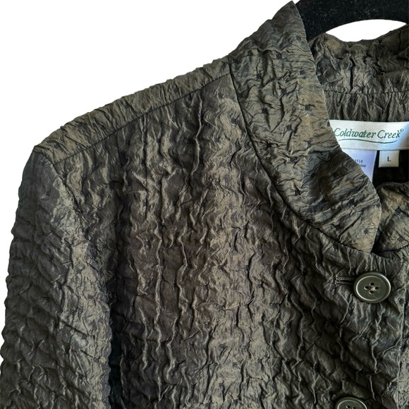 Coldwater Creek Women’s Dark Olive Green Textured Jacket - Picture 2 of 6